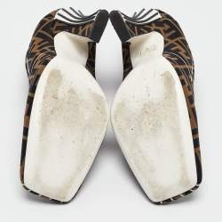 Pre Owned Fendi Brown/Black Zucca Fabric FFreedom Pumps Size 39