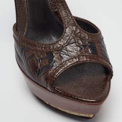 Fendi Black Leather Platform Slingback Sandals Size 38