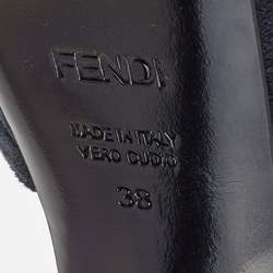 Fendi Navy Blue Suede Platform Ankle Strap Sandals Size 38