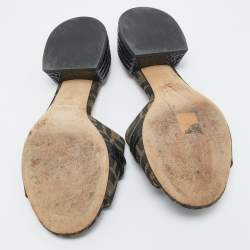 Fendi Brown Zucca Canvas Block Heel Slide Sandals Size 39.5