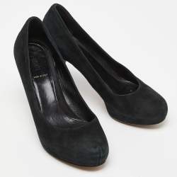 Fendi Black Suede Zucca Heel Pumps Size 37