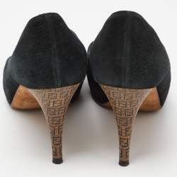 Fendi Black Suede Zucca Heel Pumps Size 37