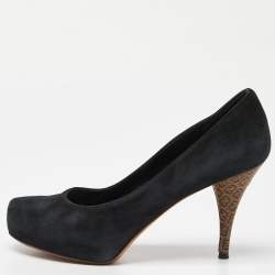 Fendi Black Suede Zucca Heel Pumps Size 37