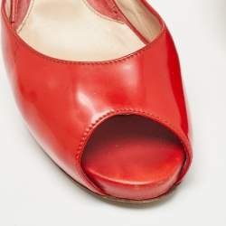 Fendi Red Patent Leather Zucca Heel Slide Sandals Size 36.5