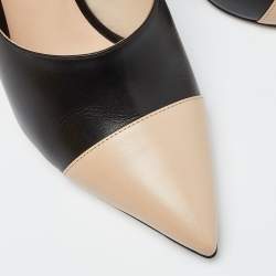 Pre Owned Fendi Black/Beige Leather Pointed Toe Pumps Size 38