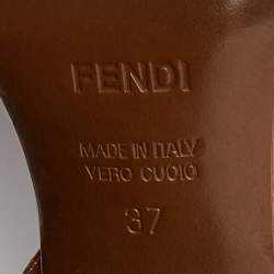 Pre Owned Fendi Brown Leather Buckle Detail Ankle Strap Sandals Size 37