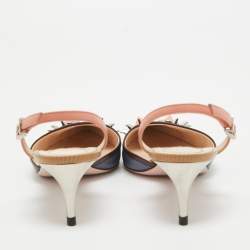 Pre Owned Fendi Multicolor Leather Monster Eyes Slingback Sandals Size 37