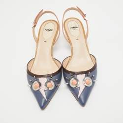 Pre Owned Fendi Multicolor Leather Monster Eyes Slingback Sandals Size 37
