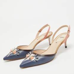 Pre Owned Fendi Multicolor Leather Monster Eyes Slingback Sandals Size 37