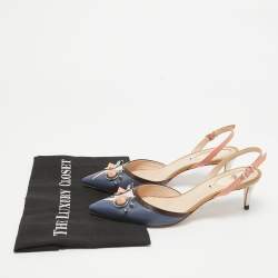 Pre Owned Fendi Multicolor Leather Monster Eyes Slingback Sandals Size 37
