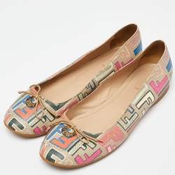 Pre Owned Fendi Multicolor Zucca Coated Canvas Spalmati Ballet Flats Size 41