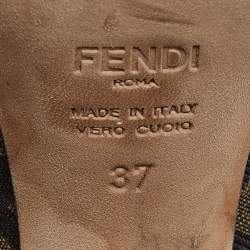Pre Owned Fendi Brown Zucca Canvas Promenade Sandals Size 37