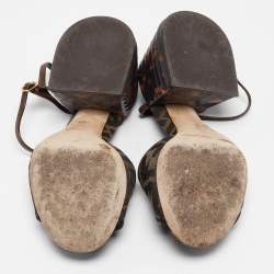 Pre Owned Fendi Brown Zucca Canvas Promenade Sandals Size 37