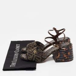 Pre Owned Fendi Brown Zucca Canvas Promenade Sandals Size 37