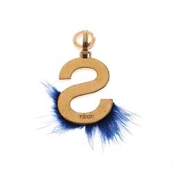مملوكة مسبقًا Fendi Abclick Letter S Fur Gold Tone Charm 