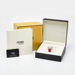 Fendi Opaline White Stainless Steel Leather Runaway 71000M Women's Wristwatch 36 mm