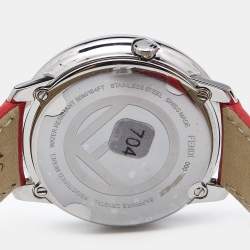 Fendi Opaline White Stainless Steel Leather Runaway 71000M Women's Wristwatch 36 mm