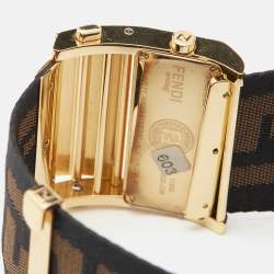 Pre Owned Fendi Black Gold Plated Stainless Steel Zip Code 1130G Women's Wristwatch 45.50 mm