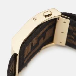 Pre Owned Fendi Black Gold Plated Stainless Steel Zip Code 1130G Women's Wristwatch 45.50 mm