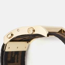 Pre Owned Fendi Black Gold Plated Stainless Steel Zip Code 1130G Women's Wristwatch 45.50 mm