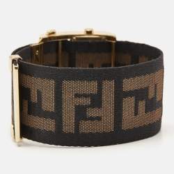 Pre Owned Fendi Black Gold Plated Stainless Steel Zip Code 1130G Women's Wristwatch 45.50 mm