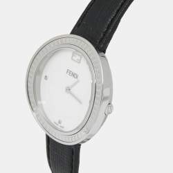 Pre Owned Fendi White Stainless Steel Leather My Way 35000M Women's Wristwatch 36 mm