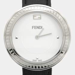 Pre Owned Fendi White Stainless Steel Leather My Way 35000M Women's Wristwatch 36 mm