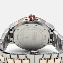 Pre Owned Fendi Mother of Pearl Diamond Spinel Topaz Two-Tone Stainless Steel IShine F121224500D2T01 Women's Wristwatch 33.50 mm