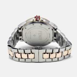 Pre Owned Fendi Mother of Pearl Diamond Spinel Topaz Two-Tone Stainless Steel IShine F121224500D2T01 Women's Wristwatch 33.50 mm