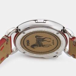 Pre Owned Fendi Mother of Pearl Diamond Stainless Steel Leather Selleria 8100M Women's Wristwatch 37 mm