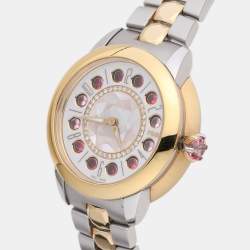 Fendi Mother of Pearl Diamond Topaz Two-Tone Stainless Steel IShine F121124500T01 Women's Wristwatch 33.50 mm