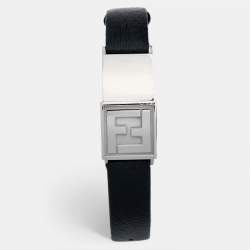 مملوكة مسبقًا Fendi Diamond Paved Stainless Steel Leather Secret 5400L Women's Wristwatch 18 mm