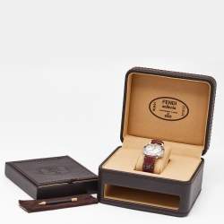 Fendi White Mother Of Pearl Stainless Steel Leather Selleria 8100M Women's Wristwatch 37 mm