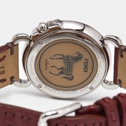 Fendi White Mother Of Pearl Stainless Steel Leather Selleria 8100M Women's Wristwatch 37 mm