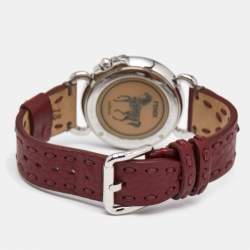 Fendi White Mother Of Pearl Stainless Steel Leather Selleria 8100M Women's Wristwatch 37 mm