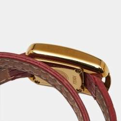 مملوكة مسبقًا Fendi Chameleon 30000L White Dial Gold Plated Stainless Steel Double Wrap Women's Wristwatch 18 mm