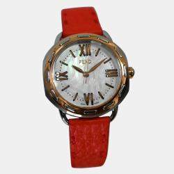 Pre Owned Fendi Selleria F8302345H0 Quartz Mother of Pearl Dial Gold Plated Stainless Steel Women's Wristwatch 36 mm