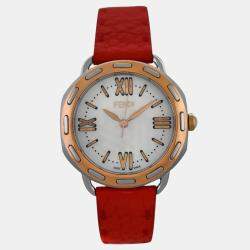 Pre Owned Fendi Selleria F8302345H0 Quartz Mother of Pearl Dial Gold Plated Stainless Steel Women's Wristwatch 36 mm