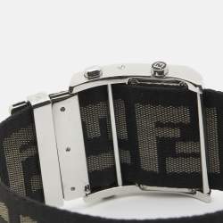 Pre Owned Fendi Zip Code 1120G Cream Dial Stainless Steel Canvas Women's Wristwatch 45 mm