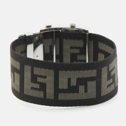 Pre Owned Fendi Zip Code 1120G Cream Dial Stainless Steel Canvas Women's Wristwatch 45 mm