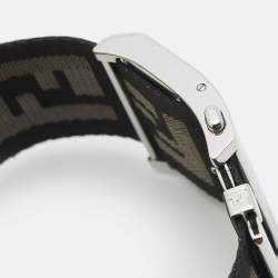 Pre Owned Fendi Zip Code 1120G Cream Dial Stainless Steel Canvas Women's Wristwatch 45 mm