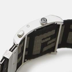 Pre Owned Fendi Zip Code 1120G Cream Dial Stainless Steel Canvas Women's Wristwatch 45 mm