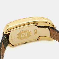 مملوكة مسبقًا ساعة يد فنْدي كامليون 30000مِ ذهبي اللون مُطلِية بالذهب والفولاذ المقاوم للصدأ جلدية ماسية نسائية 29 مم