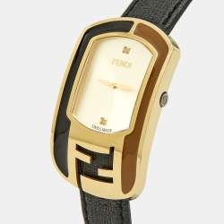 مملوكة مسبقًا ساعة يد فنْدي كامليون 30000مِ ذهبي اللون مُطلِية بالذهب والفولاذ المقاوم للصدأ جلدية ماسية نسائية 29 مم