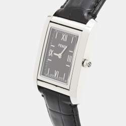 مملوكة مسبقًا ساعة يد نسائية فندي 7600M ستانلس ستيل و جلد تمساح قرص أسود 27 مم