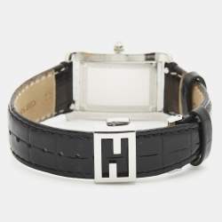 مملوكة مسبقًا ساعة يد نسائية فندي 7600M ستانلس ستيل و جلد تمساح قرص أسود 27 مم