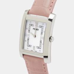 Pre Owned ساعة يد نسائية فندي 7000جي ستانلس ستيل صدف جلد تمساح 27 مم