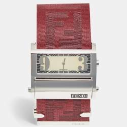 Pre Owned ساعة يد نسائية فندي أورولوجي 1120G كانفاس وستانلس ستيل كريمي 45 مم