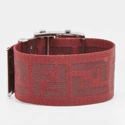 Pre Owned Fendi Zip Code 1120G Cream Dial Stainless Steel Canvas Women's Wristwatch 45.50 mm