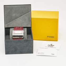 Pre Owned Fendi Zip Code 1120G Cream Dial Stainless Steel Canvas Women's Wristwatch 45.50 mm
